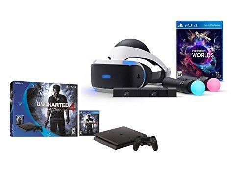 PlayStation VR Launch Bundle 3 Items:VR Launch Bundle,PlayStation 4 Slim 500GB Console - Uncharted 4,VR Game Disc PSVR Battlezone