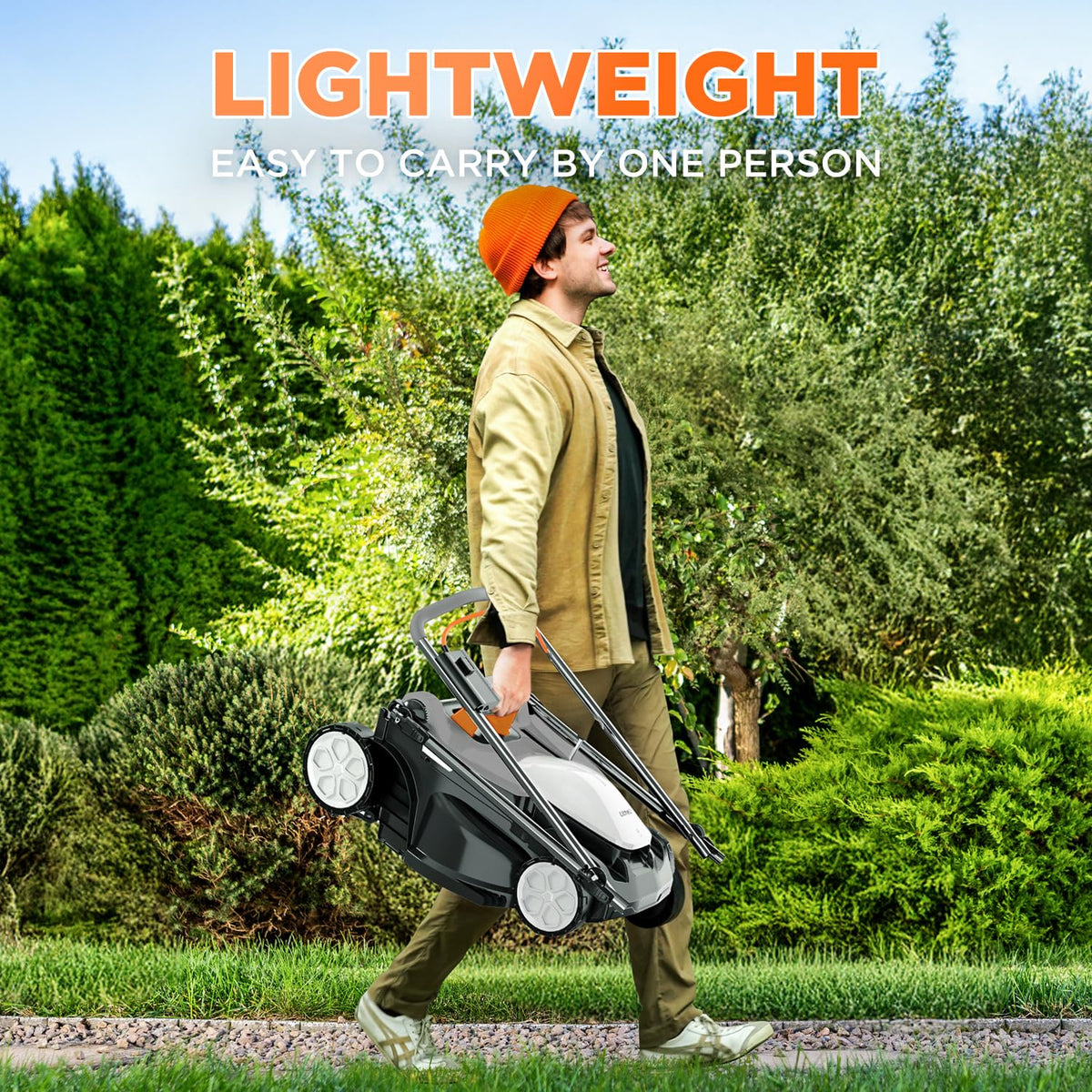 40V (2 x 20V) 16.6" Electric Lawn Mower Cordless, Walk Behind Lawn Mower with 6-Height Adjust, Portable &amp; Lightweight Push Battery Powered Lawn Mower (2 * 4.0AH Batteries Included)