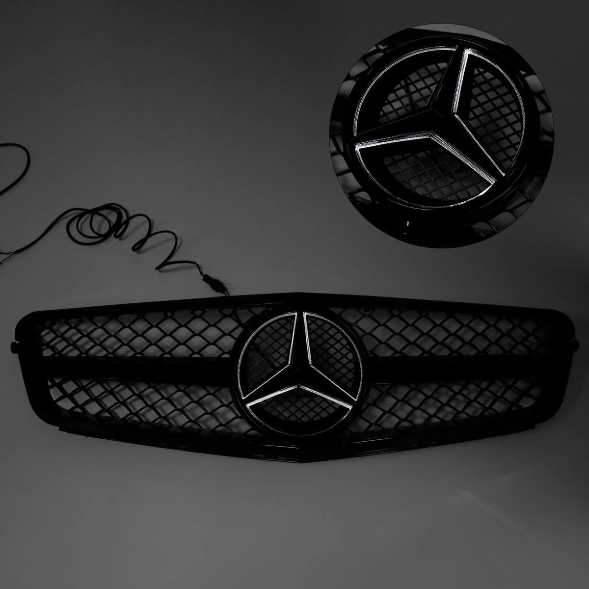 Benz C-Class W204 C300 C350 2008-2014 AMG Front Bumper Grille Grill w/LED Generic
