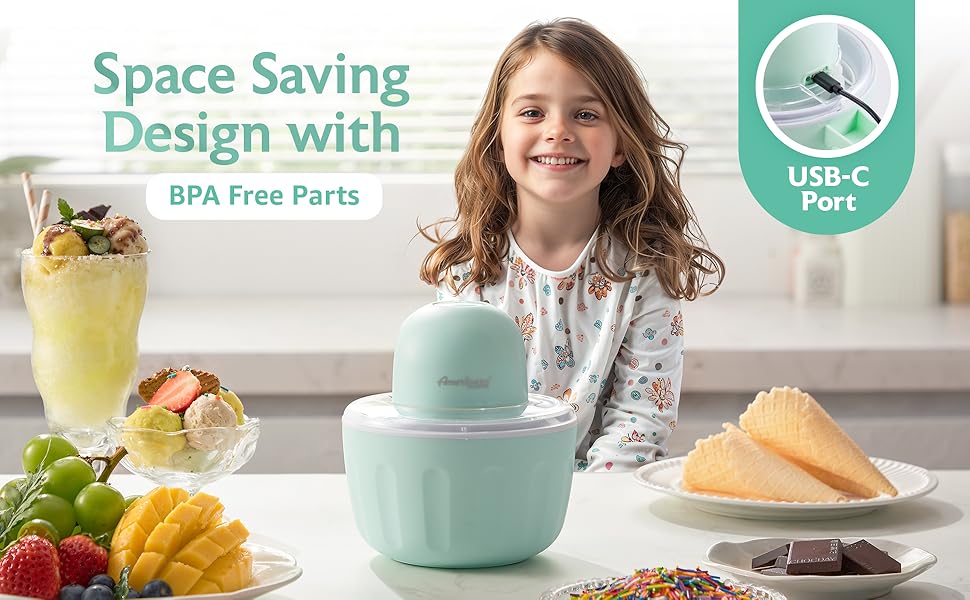 Americana Collection Elite Pint PerfectEIM1205M 1 Pint Ice Cream Maker Freezing Mug, Frozen Yogurt, Sorbet, Gelato Treat, Recipes, Mint