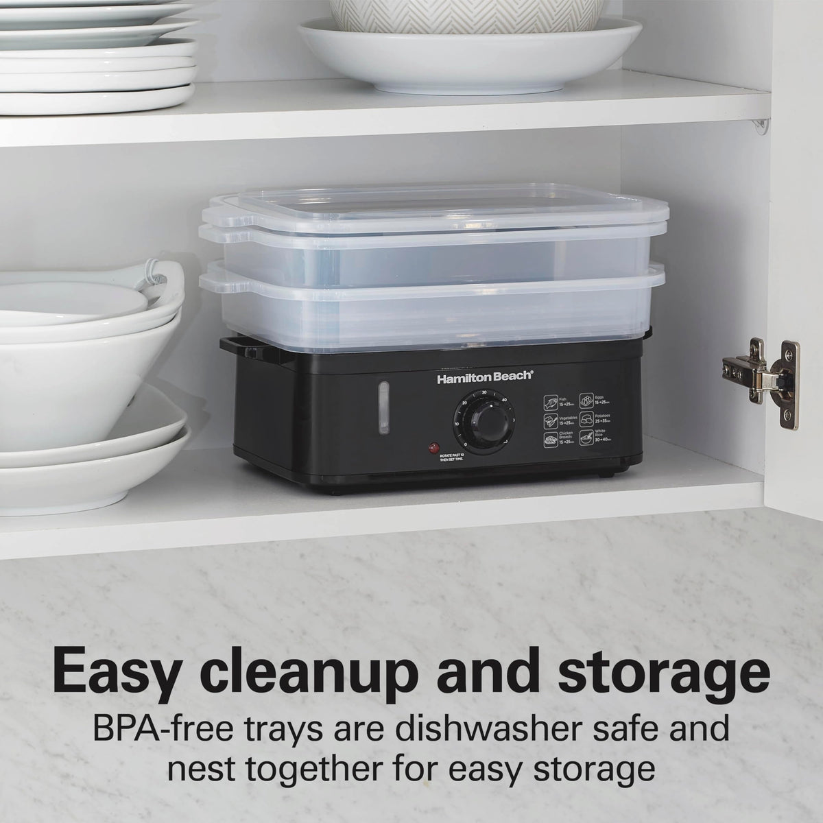 Electric Food Steamer, Rice Cooker & Egg Boiler | For  Healthy Coo| 9.5 Qt. Stackable Three-Tier Bowls For Vegetables and Seafood | Auto Shutoff | Black