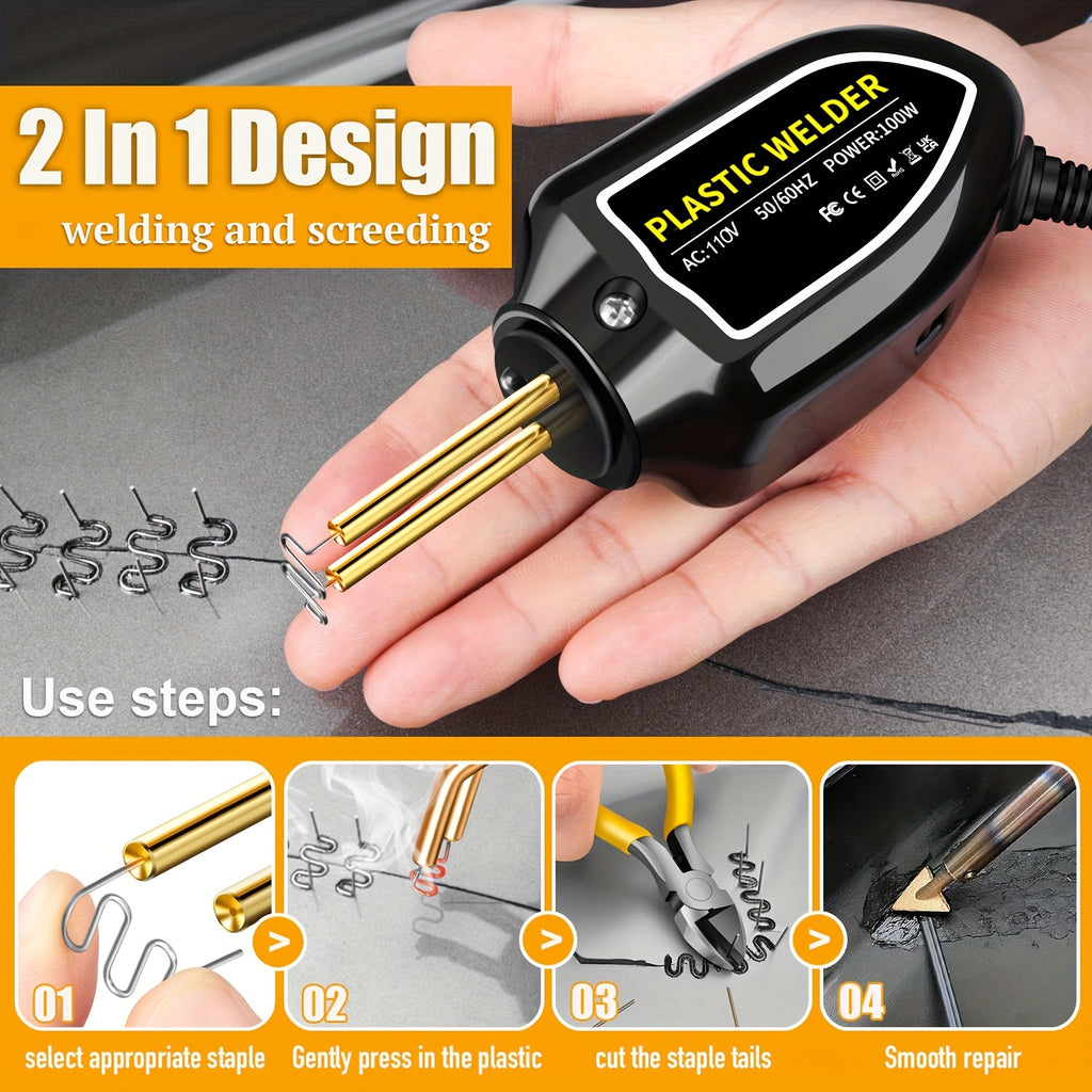US Plug Professional Plastics Welders Hot Staplers Machine Staple PVC Repairing Machine Car Bumper Repairing Stapler Welding Tool