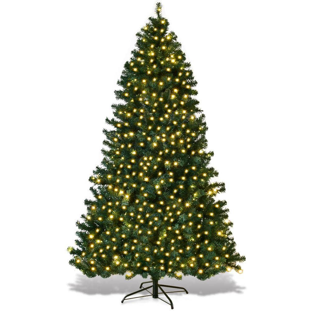 7 ft. Pre-Lit PVC Hinged Artificial Christmas Tree with 300 LED Lights