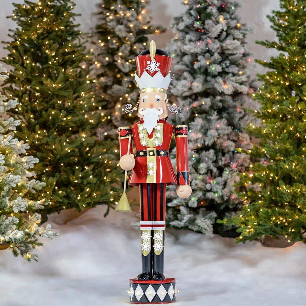 61 in. Tall Iron Christmas Nutcracker David with Trumpet and LED Lights
