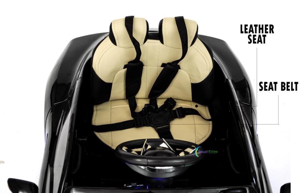 12V Maserati Alfieri Ride on Electric Car For Kids with MP4 Touch Screen Remote Control LED lights wheels MP3 Leather seat - Black