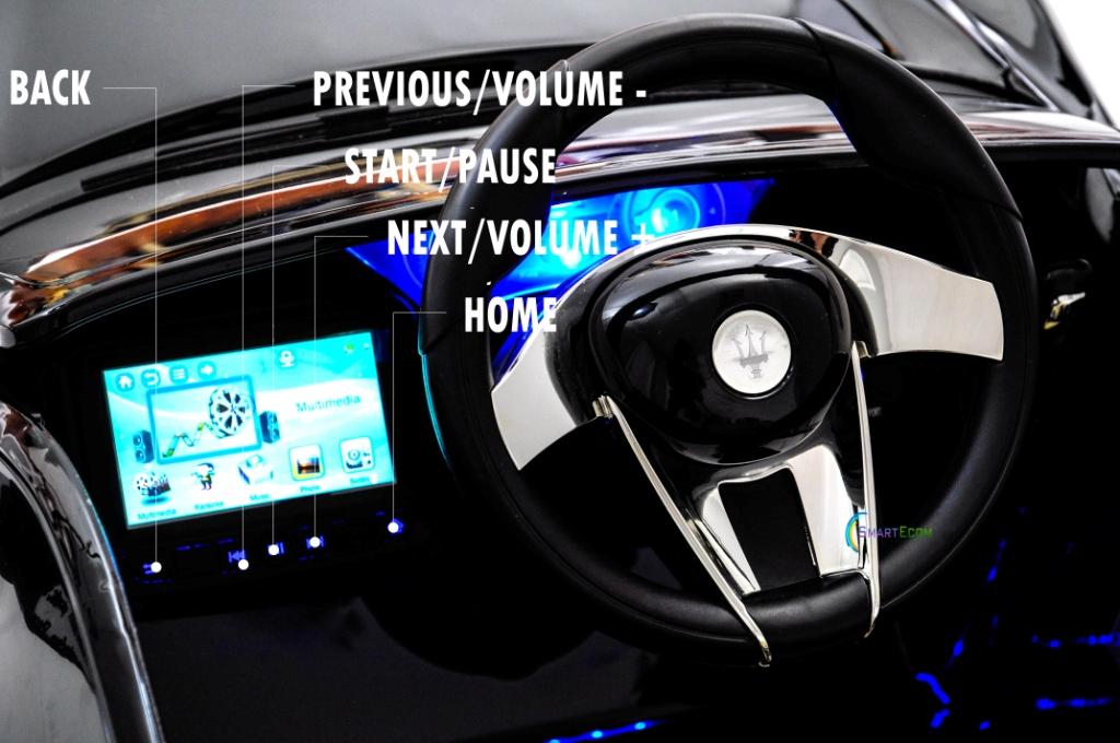 12V Maserati Alfieri Ride on Electric Car For Kids with MP4 Touch Screen Remote Control LED lights wheels MP3 Leather seat - Black