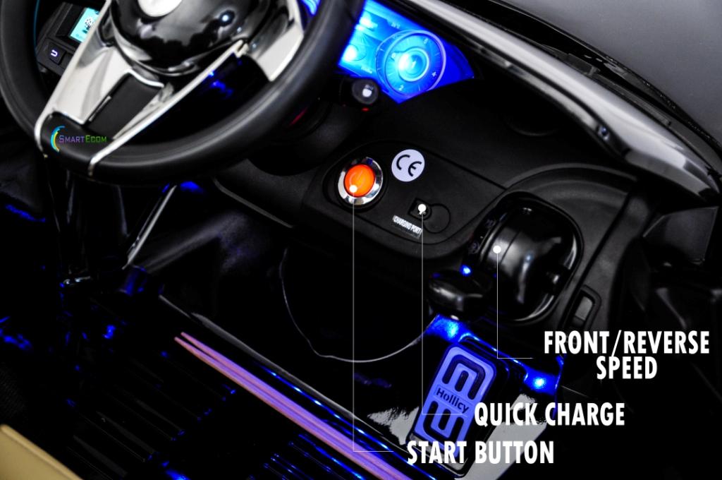 12V Maserati Alfieri Ride on Electric Car For Kids with MP4 Touch Screen Remote Control LED lights wheels MP3 Leather seat - Black