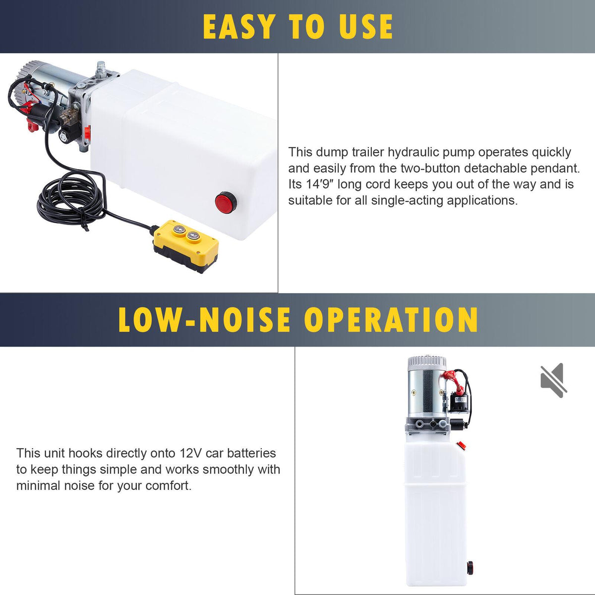 8 Quart 12V Single Acting Hydraulic Pump for Dump Truck Bed Aerial Platform More