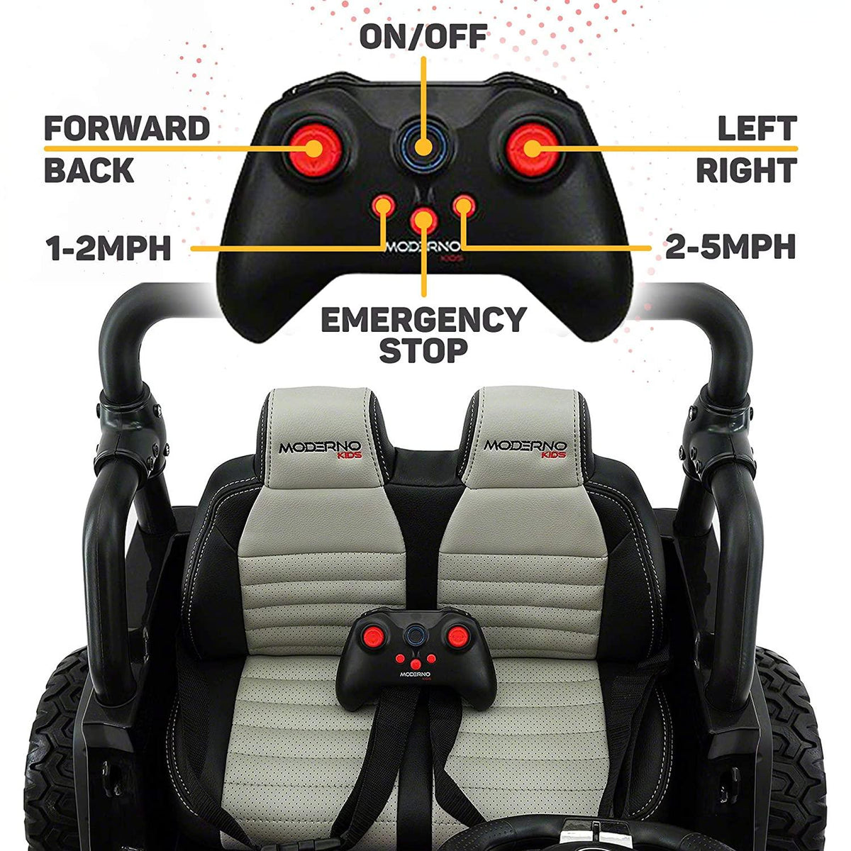 2022 Two (2) Seater Ride On Kids Car Truck w/ Remote Control - Lar12V Power Battery Licensed Kid Car to Drive w/ 3 Speeds, Leather Seat, MP3 Music Player Bluetooth FM Radio, Foam Rubber Tires