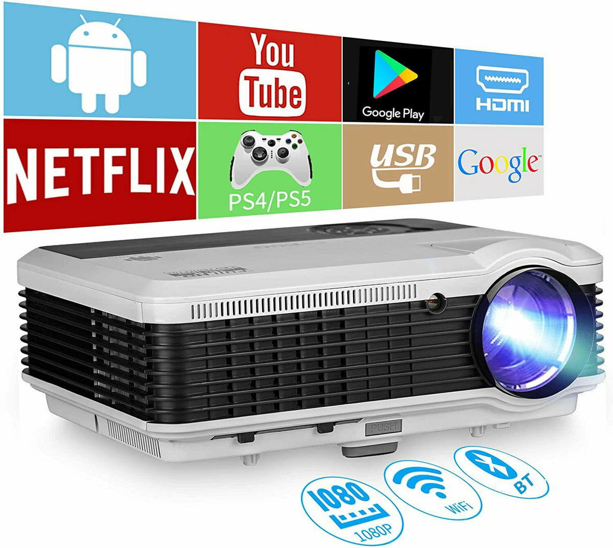 eug full hd android proyector blue-tooth wifi projector home theater wireless tv