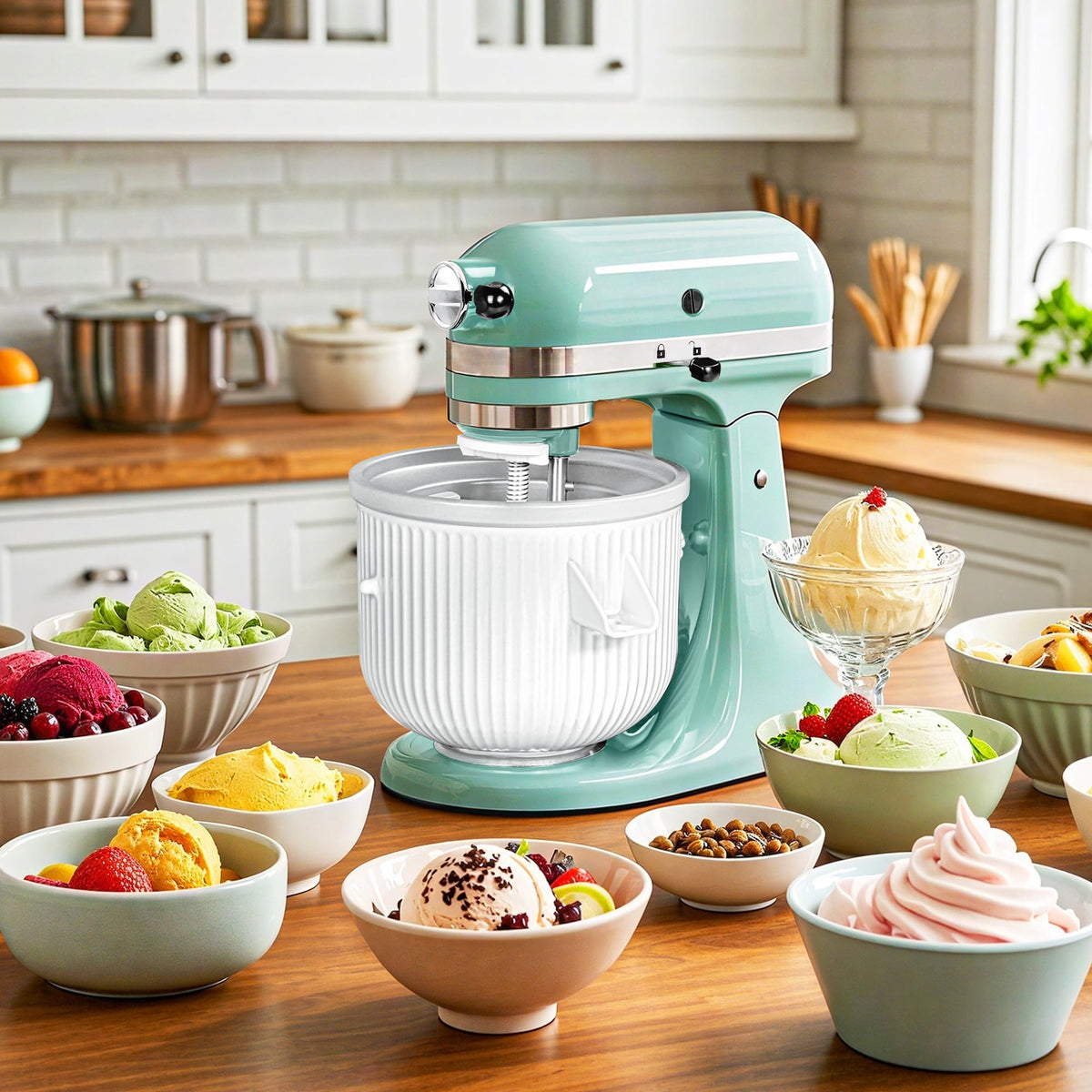 Ice Cream Maker Attachment for  Stand Mixer, Compatible with  4.5/5QT/6QT accessories and attachments, 2 Quart for  mixer attachments Frozen Yogurt/Gelato Maker