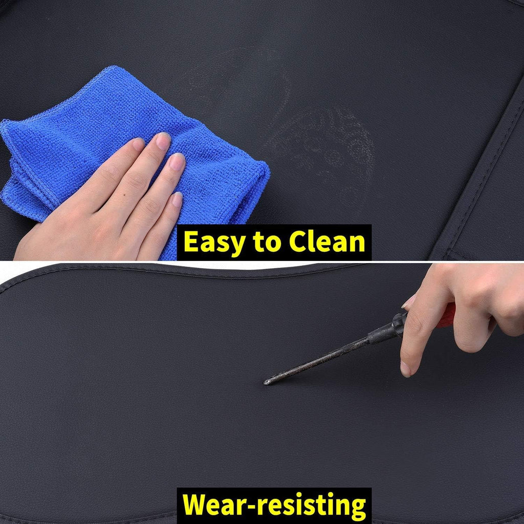 Aierxuan Chevy Silverado GMC Sierra Car Seat Covers Pickup Trail Boss Z71 Custom Fit 2007-2024 1500 2500HD 3500HD Crew Double Extended Cab Waterproof Leather Cushions (2 PCS Front, Black-Blue)