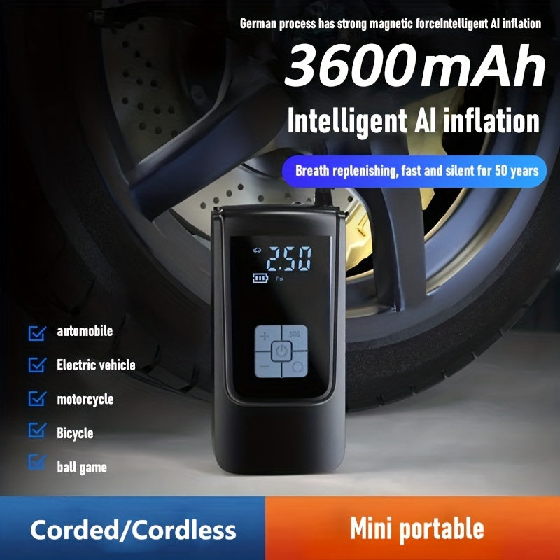 Portable 12V 150psi Car Air Compressor Inflator Pump: Inflate Car, Motorcycle & Bicycle Tires Instantly!