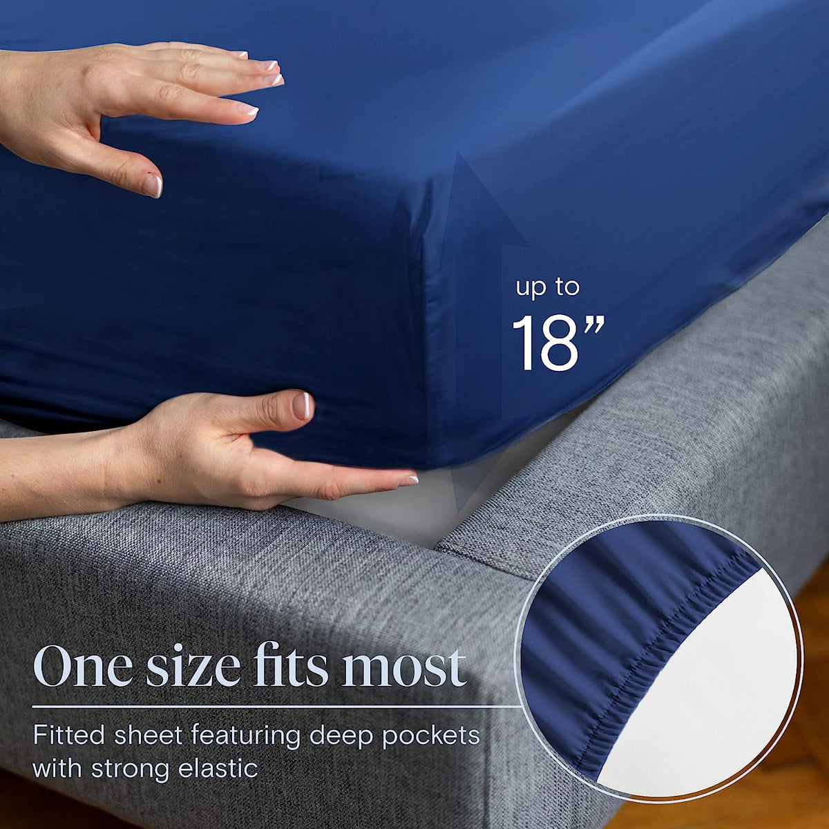 LuxClub 6 PC King Size Sheet Set Bamboo Sheets Deep Pockets 18" Eco Friendly Wrinkle Free Cooling Sheets Machine Washable Hotel Bedding Silky Soft - Navy King