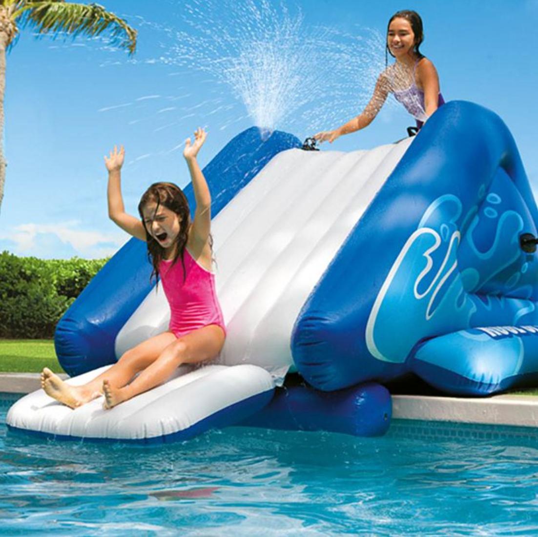*heavy duty inflatable play center swimming pool spraying water slide accessory*