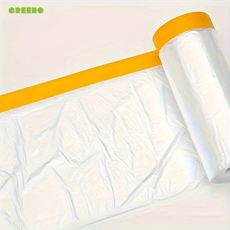 Pre-Taped MasFilm, Clear Plastic Sheeting Plastic Drop Cloths For Painting, Automotive Appliance, Plastic Sheeting Cover For Home Painting
