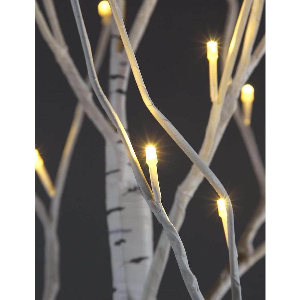8 ft. Pre-Lit LED Birch Tree Artificial Christmas Tree with Flexible Branches and 132-Warm White LED Light (2-Pieces)
