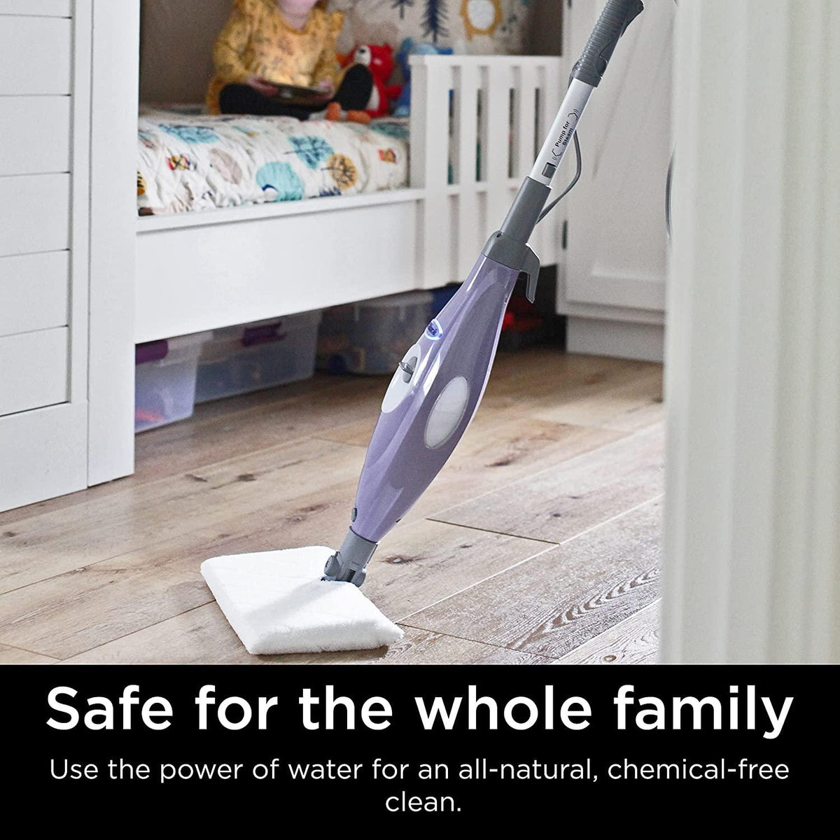 Shark S3504AMZ Steam Pocket Mop Hard Floor Cleaner with 1 Rectangle and 1 Triangle Mop Head, Natural Powerful Steam, Easy Maneuvering, Triangle &amp; Rectangle Washable Pads, Quick Drying, Purple