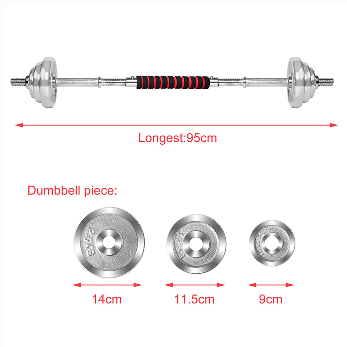 Dumbbells Barbell Set Adjustable Weight Fitness Dumbbells Set with Connecting Rod Used As Barbell for Gym Work Out Home Training Fitness Tool