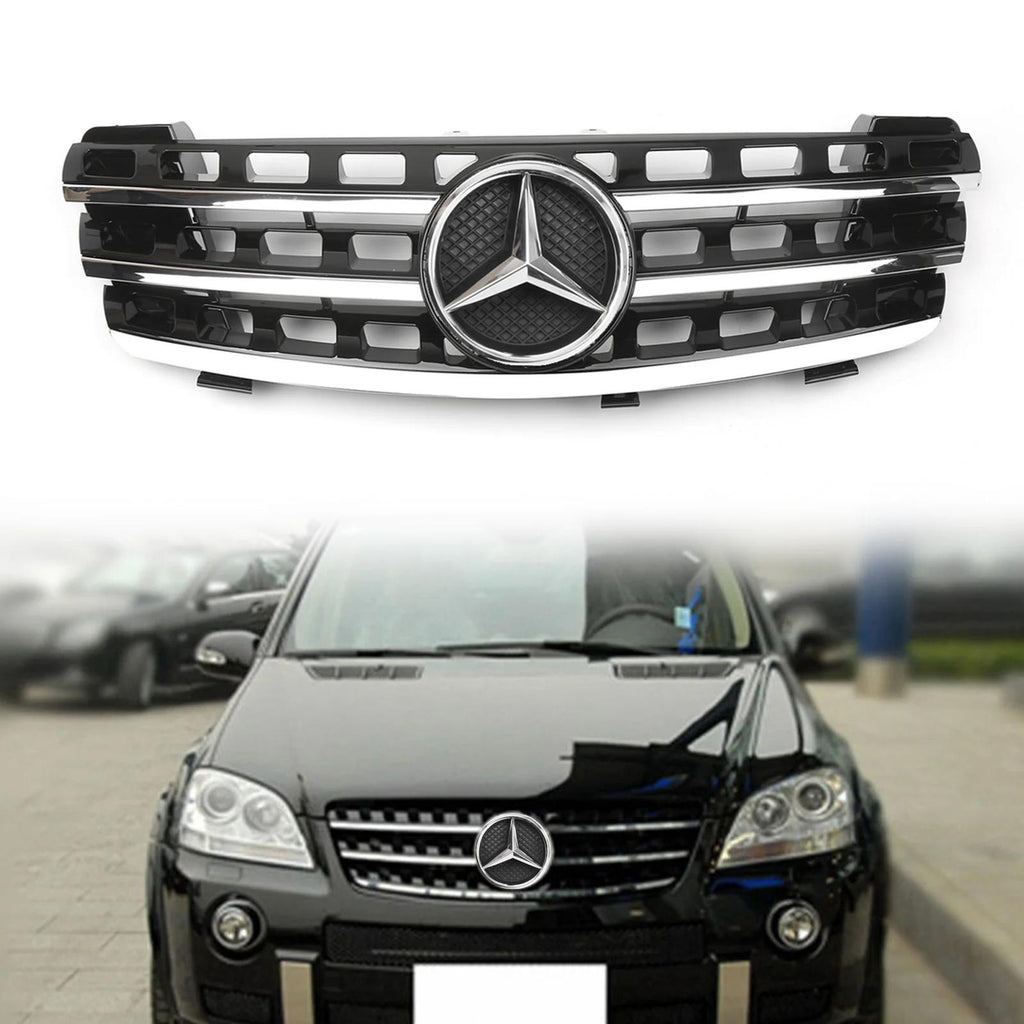 2005-2008 Benz W164 ML M-CLASS Black Front Grille with Chrome Fin With Logo Generic