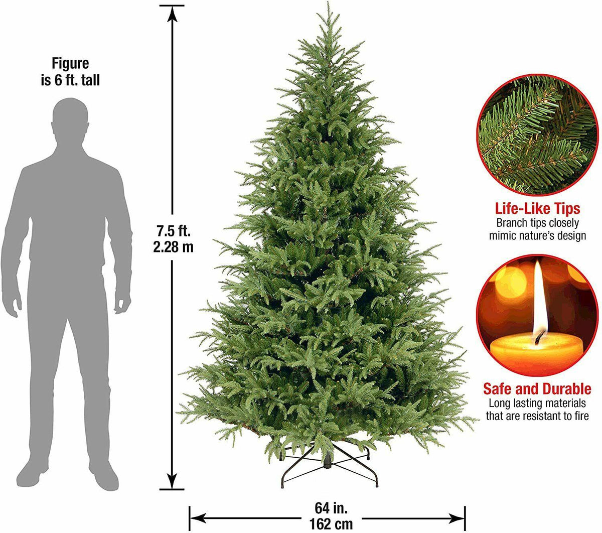 National Tree 'Feel Real' Christmas Tree with Stand, Frasier Grande Fir, 7ft