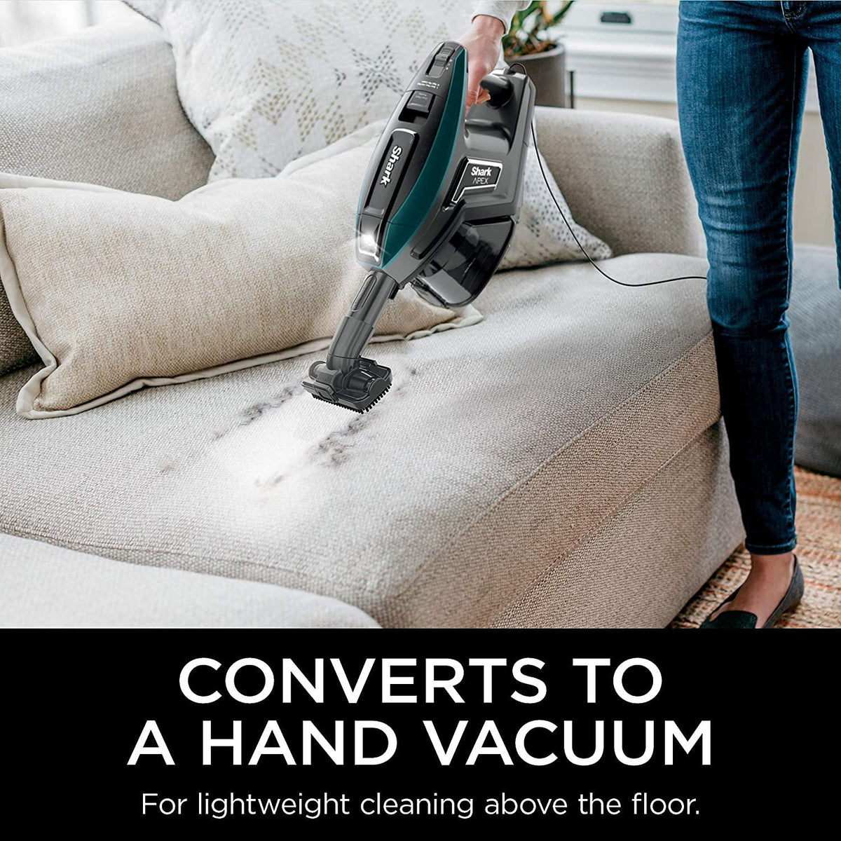 Shark ZS362 APEX Corded Stick Vacuum with DuoClean and Self-Cleaning Brusholl, Precision Duster, Crevice and Pet Multi-Tool, Forest Mist Blue, 10.2 in L x 9.8 in W x 46.4 in H