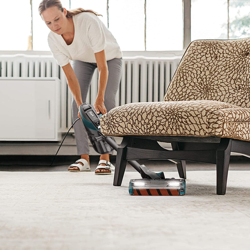Shark ZS362 APEX Corded Stick Vacuum with DuoClean and Self-Cleaning Brusholl, Precision Duster, Crevice and Pet Multi-Tool, Forest Mist Blue, 10.2 in L x 9.8 in W x 46.4 in H