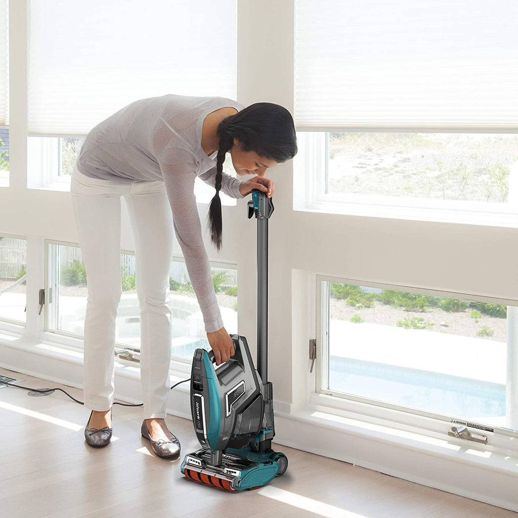 Shark ZS362 APEX Corded Stick Vacuum with DuoClean and Self-Cleaning Brusholl, Precision Duster, Crevice and Pet Multi-Tool, Forest Mist Blue, 10.2 in L x 9.8 in W x 46.4 in H