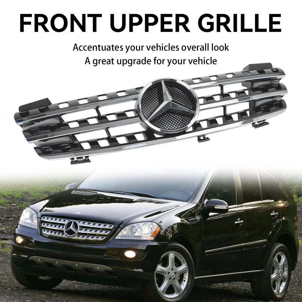 2005-2008 W164 Benz ML-Class Front Grill AMG Style Chrome/Black Grille Generic