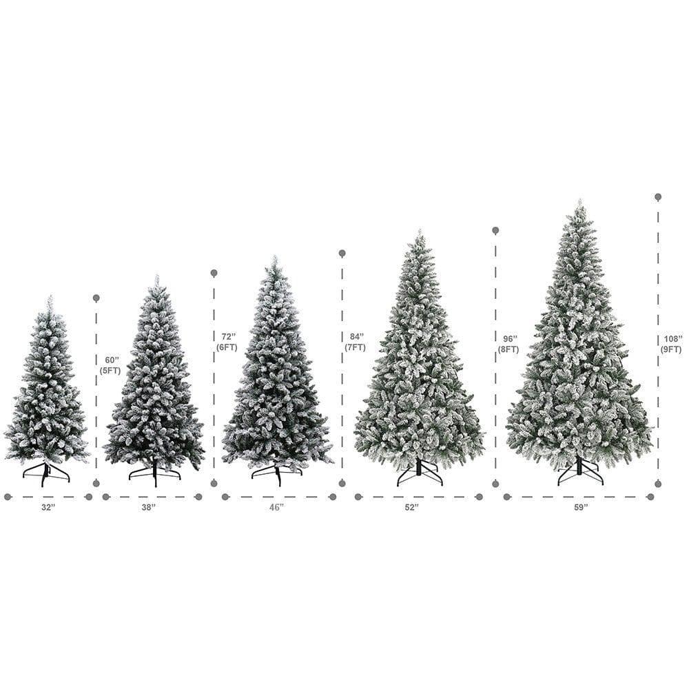 9 ft. Green Lighted Flocked Spruce Artificial Christmas Tree