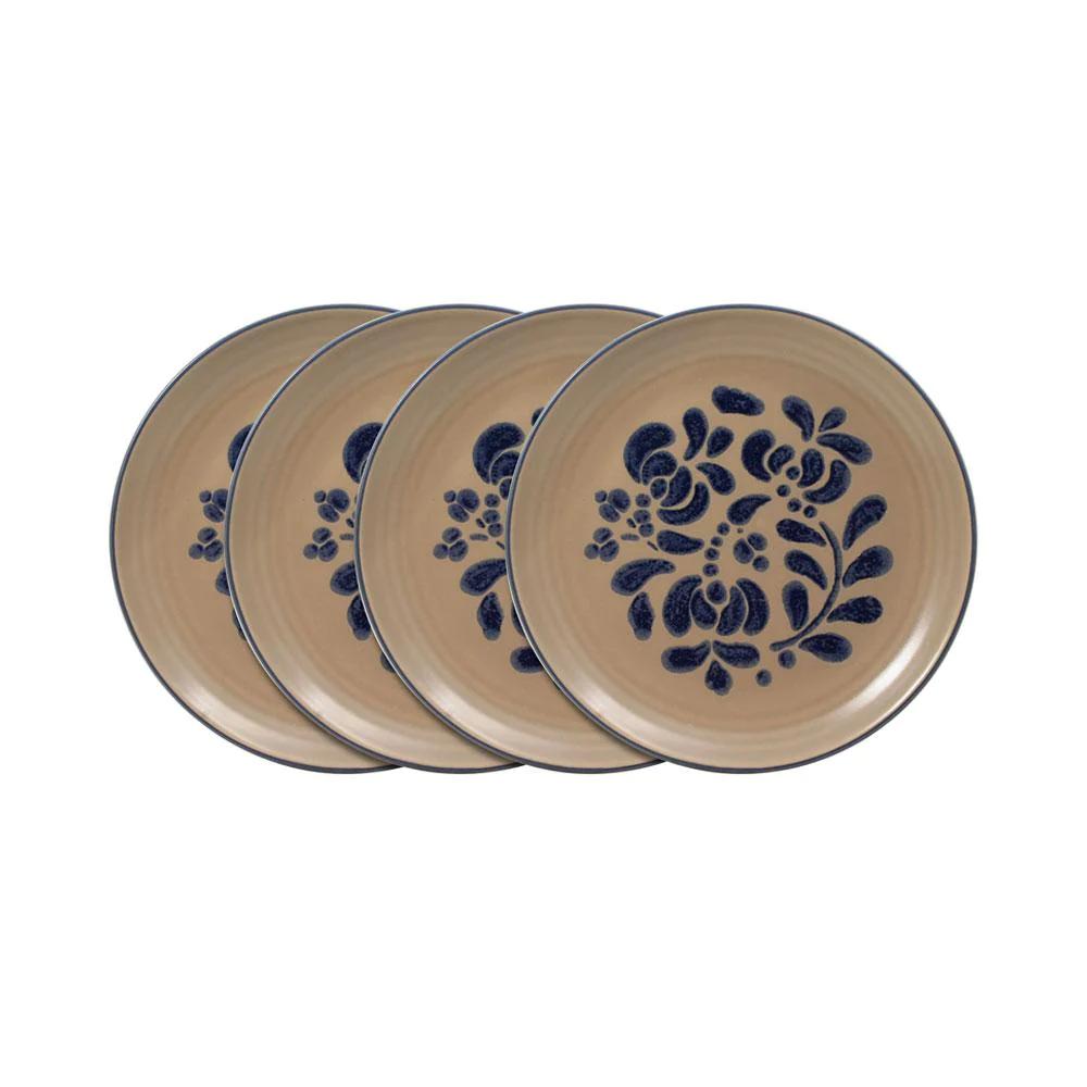 Folk ArtSet of 4 Luncheon Plates