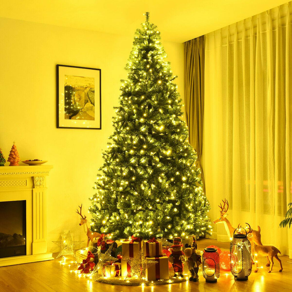 9' Pre-Lit Artificial Christmas Tree Premium Hinged w/ 1000 LED Lights &amp; Stand