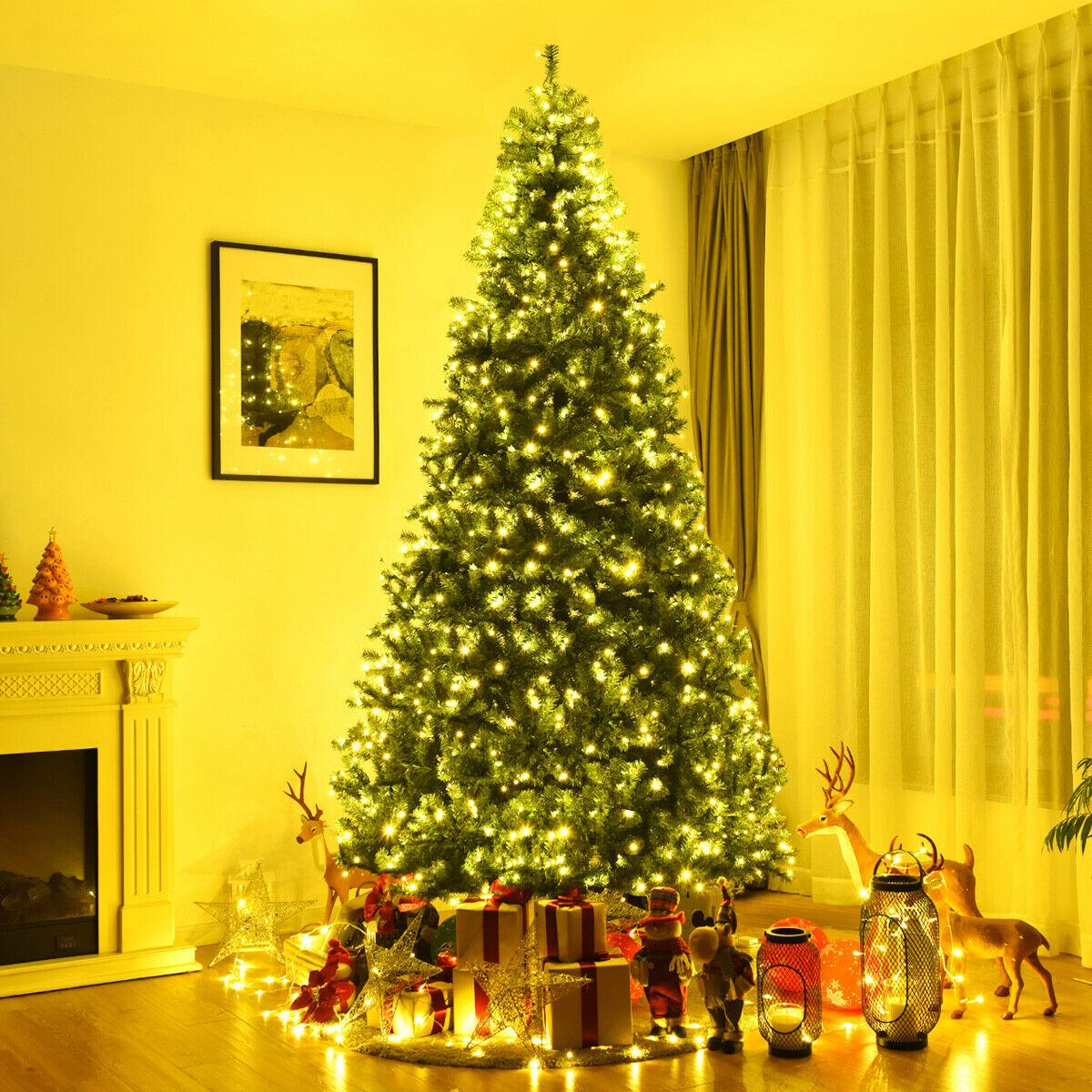 9' Pre-Lit Artificial Christmas Tree Premium Hinged w/ 1000 LED Lights &amp; Stand
