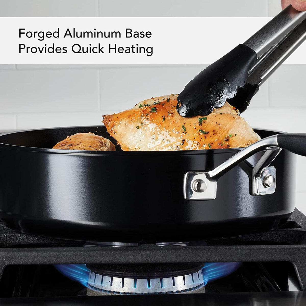 KitchenAid Hard Anodized Nonstick Saute/Fry Pan with Lid, 3 Quart, Onyx Black