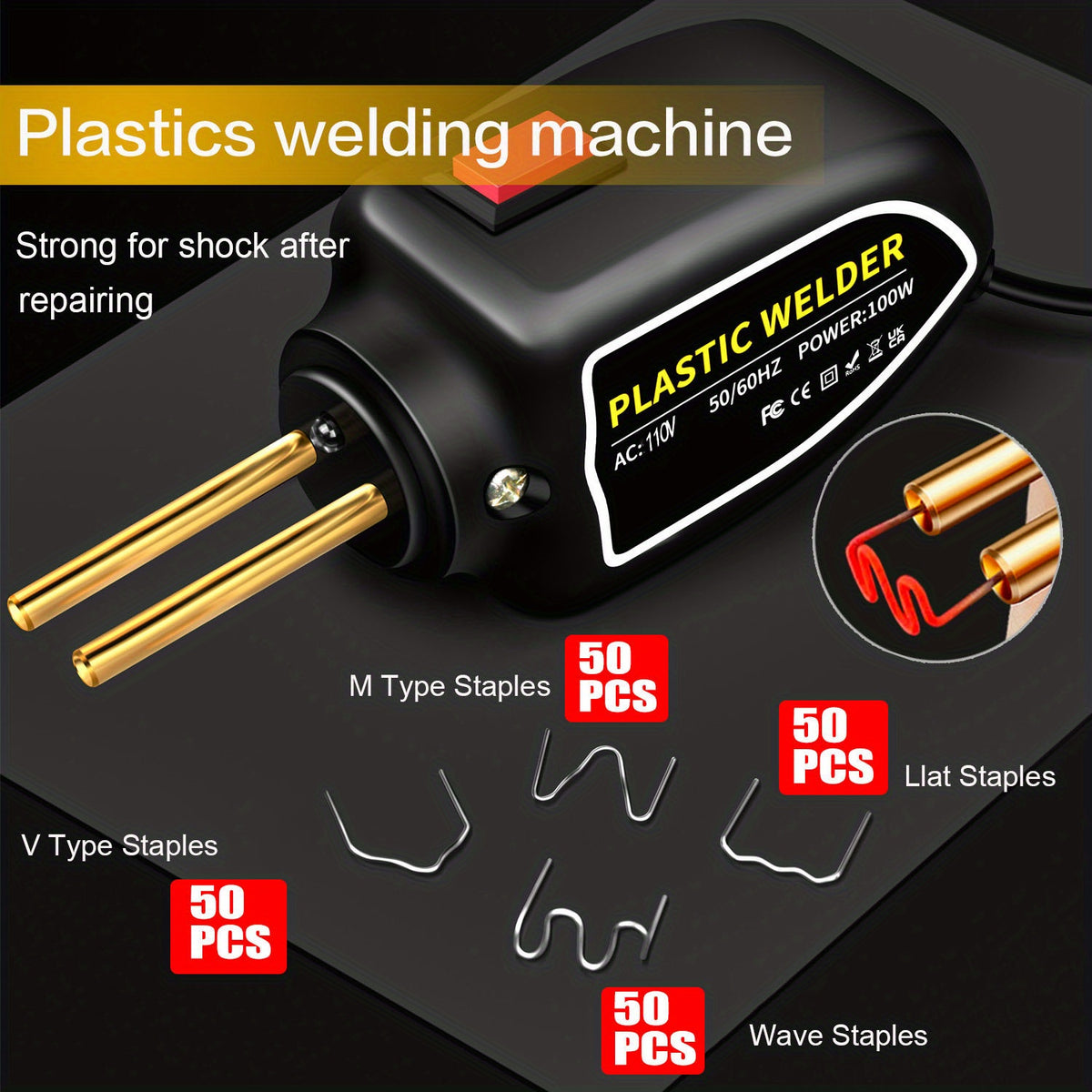 US Plug Professional Plastics Welders Hot Staplers Machine Staple PVC Repairing Machine Car Bumper Repairing Stapler Welding Tool