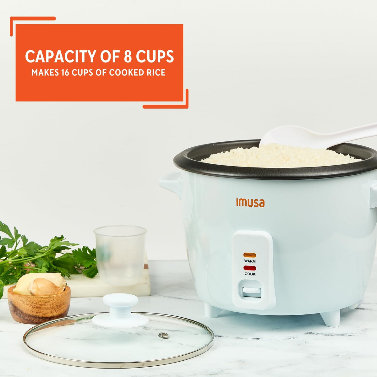 Electric Rice Cooker 16 Cup Cooked 8 Cup Uncooked – Ceramic Nonstick Pot, Multi Cooker for Rice, Quinoa, Oatmeal, Stew – Keep Warm Function – Compact for Kitchen Dorm RV