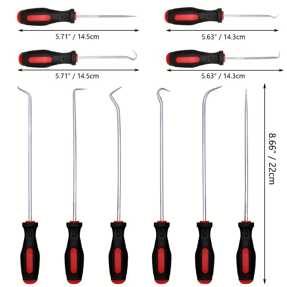 10pcs Pick & Hook Set Extra Long O-Ring & Seal Remover Soft Grip Assorted Shapes