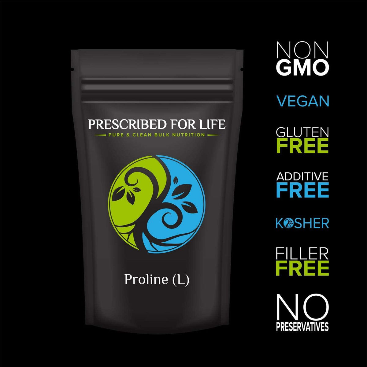 Prescribed for Life Proline (L) - Pure USP Granular Amino Acid, 25 kg