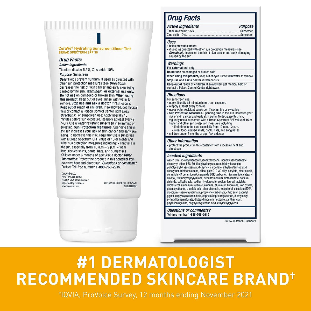 CeraVe Tinted Sunscreen with SPF 30 | Hydrating Mineral Sunscreen With Zinc Oxide &amp; Titanium Dioxide | Sheer Tint for Healthy Glow | 1.7 Fluid Ounce