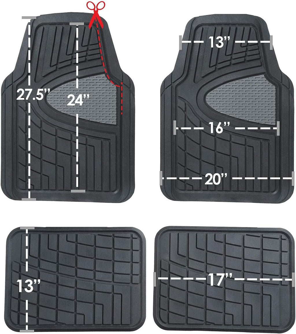 FH Group Automotive Floor Mats - Heavy-Duty Rubber Floor Mats for Cars, Universal Fit Full Set, Climaproof Floor Mats, Trimmable Floor Mats for Most Sedan, SUV, Truck Floor Mats Beige