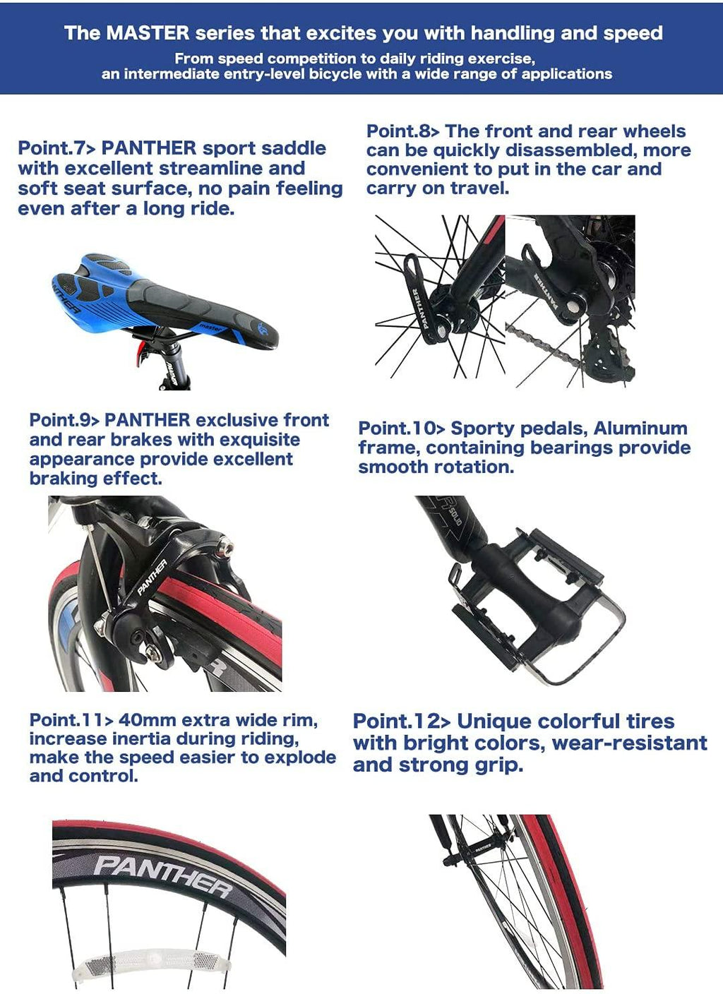 PANTHER(Japanese Brands) Road Bike  Series  16speeds,STI Brake Shifting Integrated Controller,Aluminum Frame,700×25C,Drop Handlebars, Disassembled Wheel