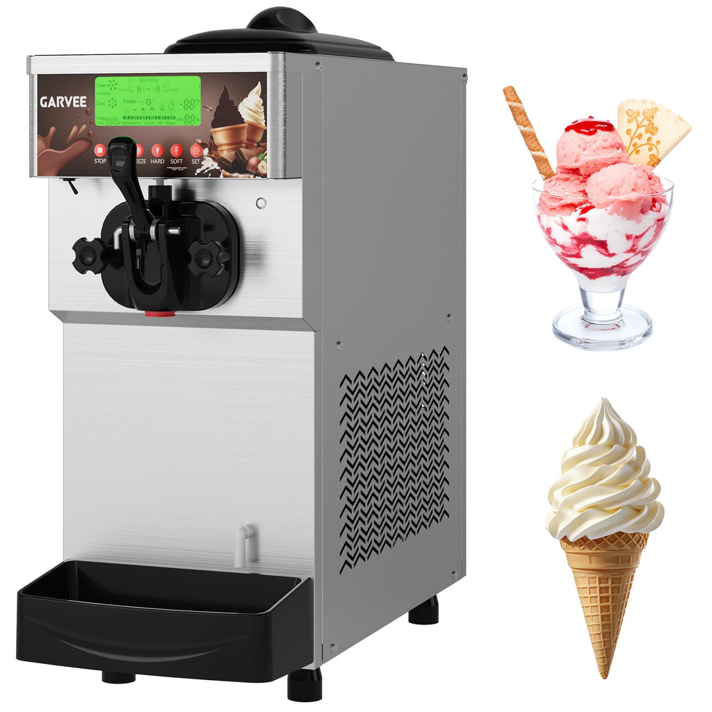 1 Flavor Commercial Soft Ice Cream Machine, 1500W Ice Cream Maker Commercial with Self-Cleaning, Easy Operate, 5.3-7.4 gal/h High Productivity for Home Snack Bar, 115V