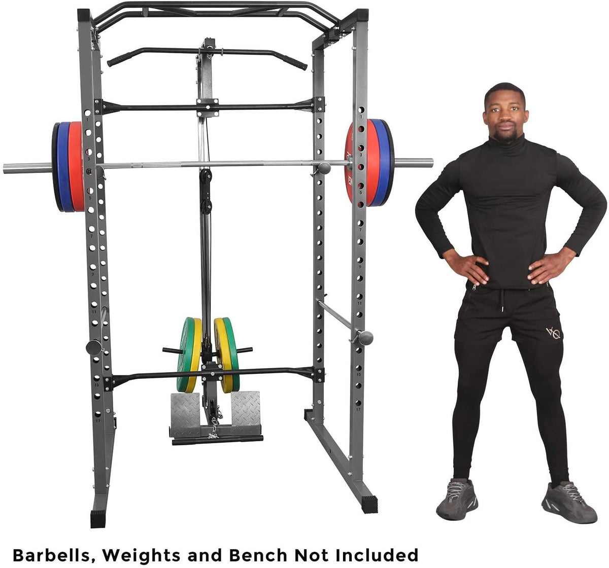 Power Squat Rack, Heavy Duty Multi-Function Power CaRack, Home Gym Exercise Bench Press Weightlifting Workout Station