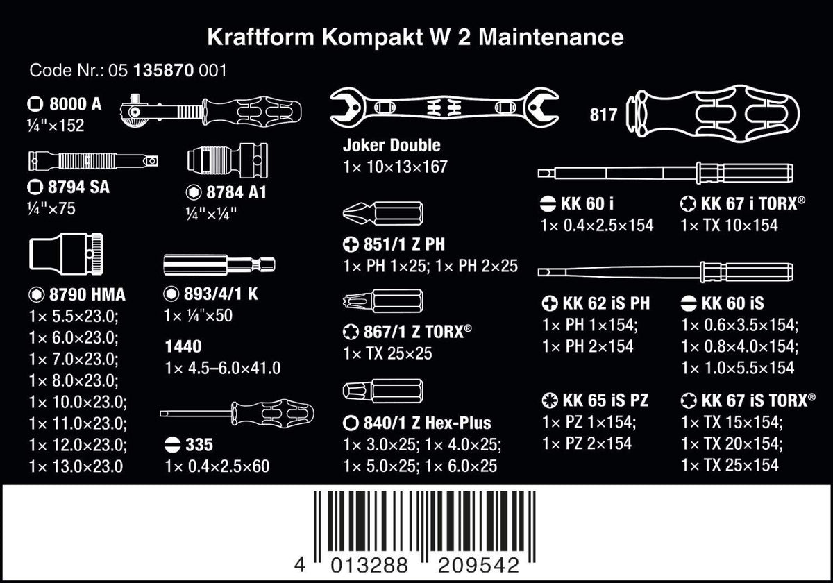 W5135870001 Kraftform Kompakt W 2 Maintenance, 35 Pieces