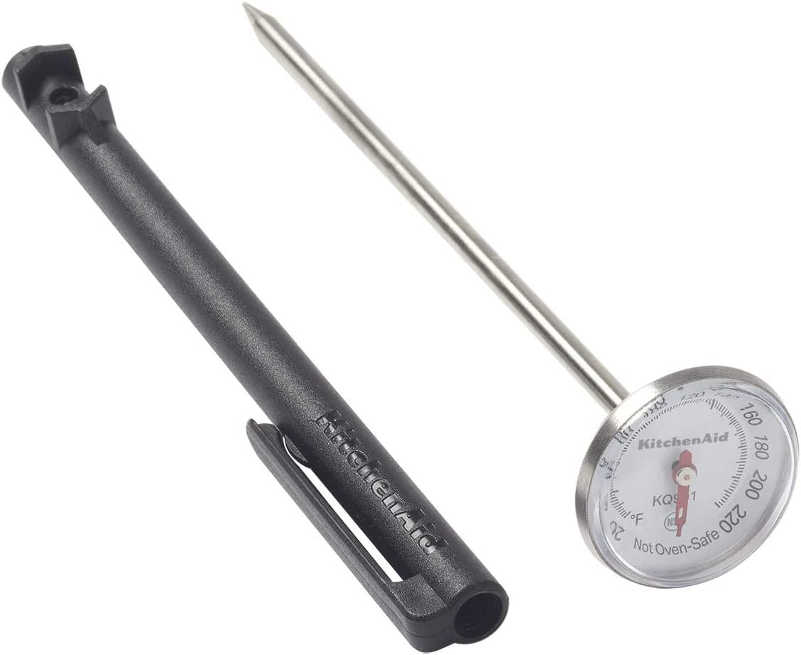 KitchenAid KQ901 Instant Read Food Thermometer for Kitchen or Grill, TEMPERATURE RANGE: 20F to 220F, 1 inch dial, Black