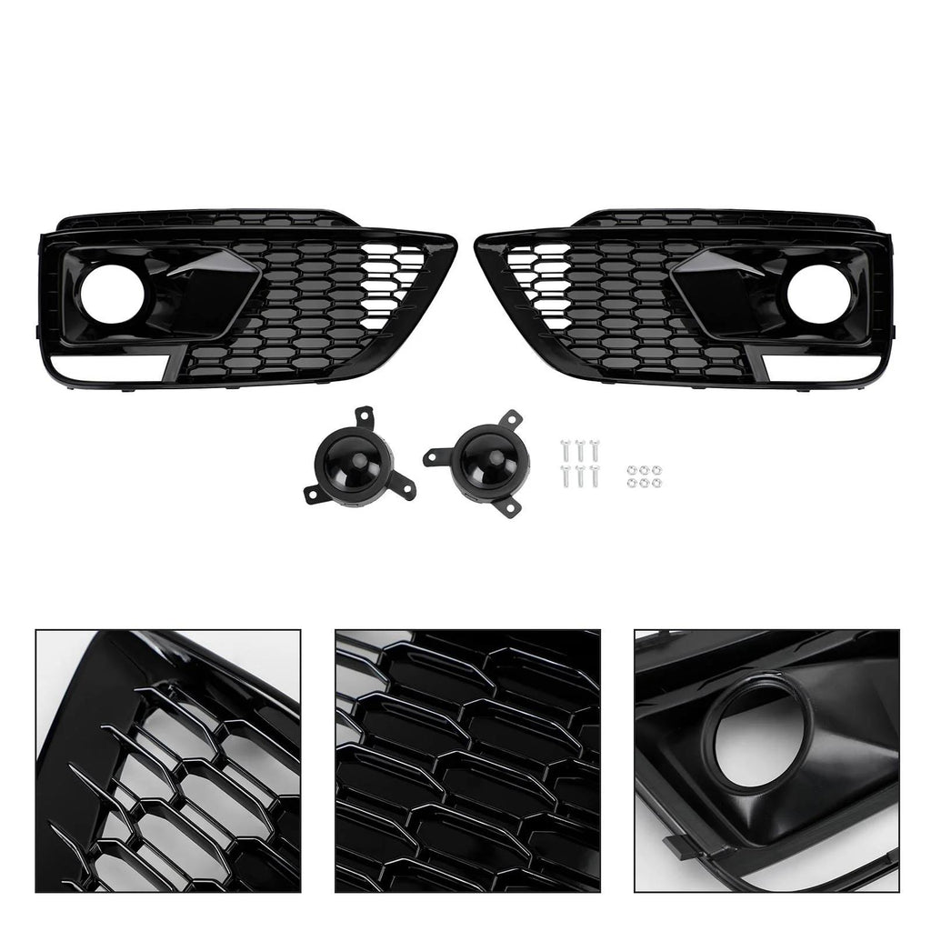2018-20 RSQ5 Audi Q5 SQ5 SUV Black Front Honeycomb Fog Lamp Grilles Cover Generic