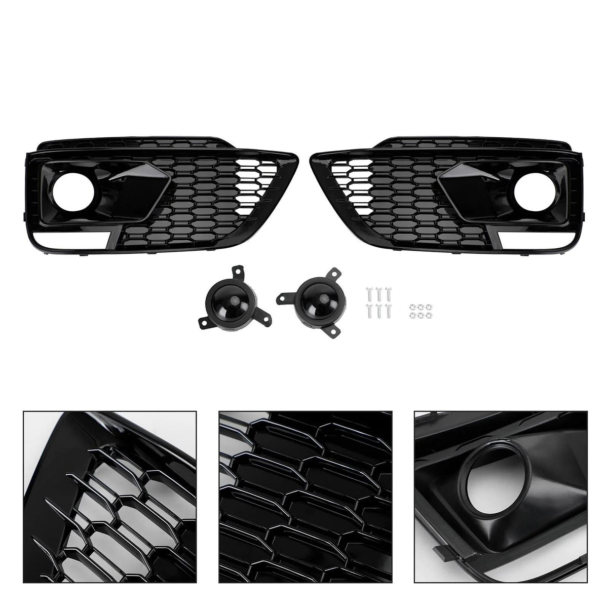 2018-20 RSQ5 Audi Q5 SQ5 SUV Black Front Honeycomb Fog Lamp Grilles Cover Generic