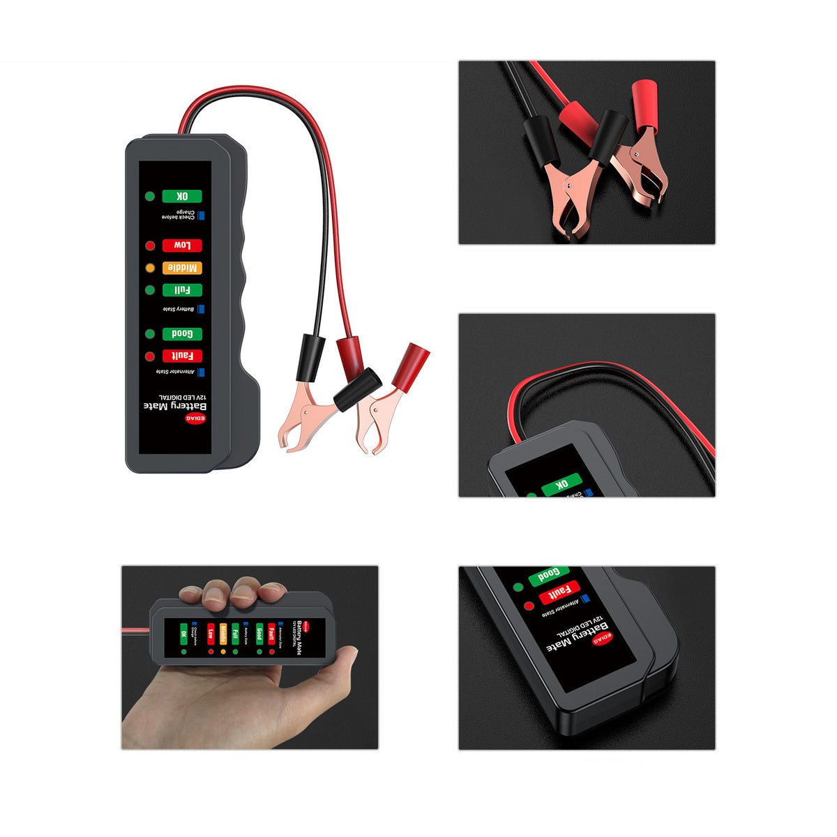 Mini 12V Car Battery Tester Digital Alternator Tester 6LED Lights Detect Display Car Tool Auto Battery Tester For Car Motorcycle