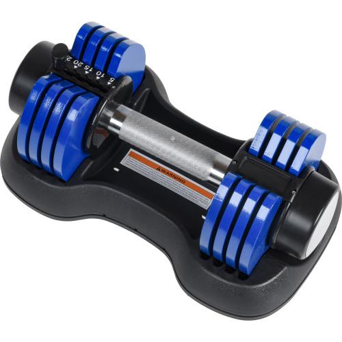 Adjustable Dumbbell 25 lbs with Fast Automatic Adjustable and Weight Plate for Body Workout Home Gym, blue, Note: Single