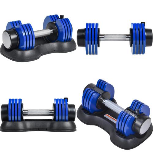 Adjustable Dumbbell 25 lbs with Fast Automatic Adjustable and Weight Plate for Body Workout Home Gym, blue, Note: Single